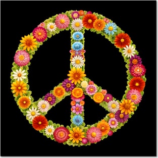 Flower Peace Sign Colorful Cool Posters and Art
